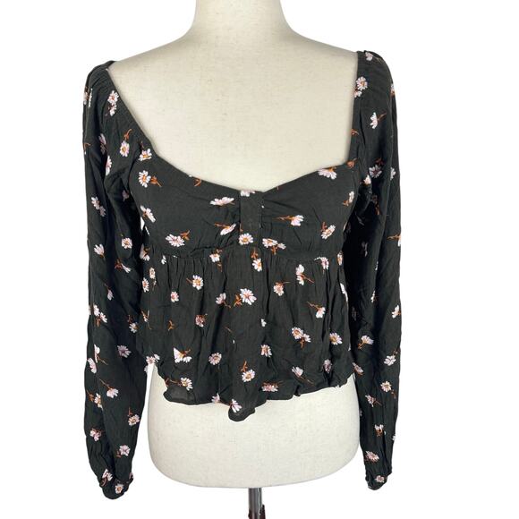 BILLABONG LOVE YOU MORE LONG SLEEVE BLOUSE IN OFF BLACK NWOT WOMEN'S SIZE MEDIUM - Picture 2 of 13